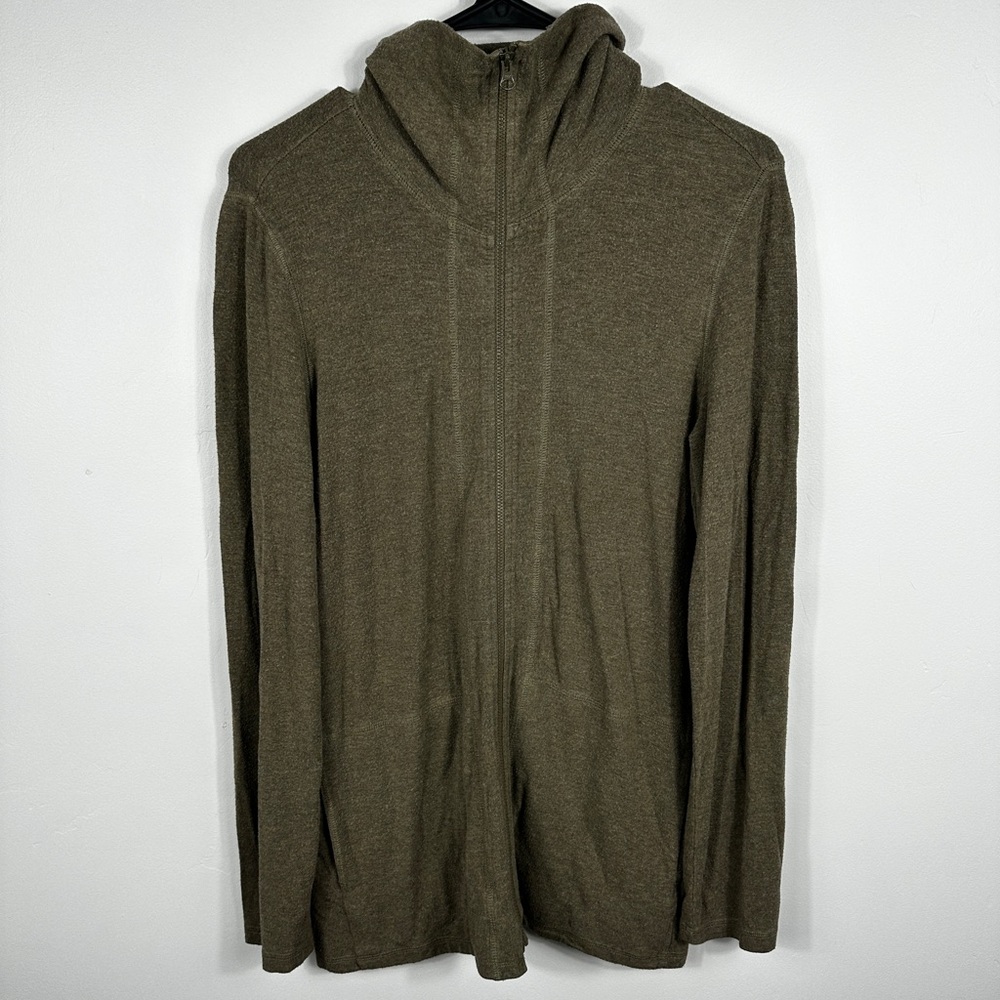 Eileen Fisher Women’s Mock Neck Full Zip Jacket Olive Green Viscose Size Small